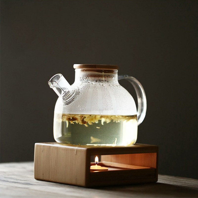 玻璃茶壺可加熱蠟燭溫茶底座高硼硅煮茶玻璃壺煮茶器耐高溫涼水壺