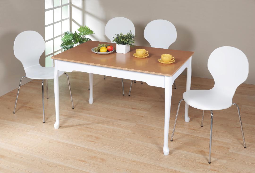 120加大優質穩固餐桌椅組(台製加大尺寸)餐桌 餐椅【馥葉】 型號DT1275+8字 可加購8mm強化玻璃