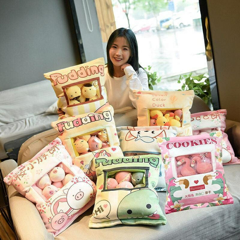 網紅零食抱枕可愛兔子公仔小豬玩偶毛絨玩具娃娃生日禮物玩具 玩偶/生日/情人/聖誕禮物/毛絨娃娃/抱枕娃娃