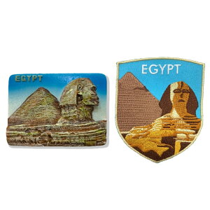 埃及人面獅身吉薩金字塔造型立體磁鐵+埃及 金字塔布標【2件組】旅遊磁鐵 外國地標磁鐵 可愛磁鐵 冰箱貼 療癒磁鐵 生活家居磁鐵