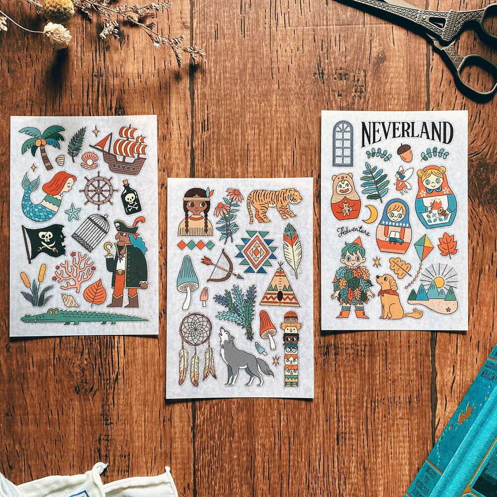 手帳裝飾 彩繪圖案 轉印貼紙 3入 ◆ Dimanche感壓貼 [NEVERLAND]【直送日本】