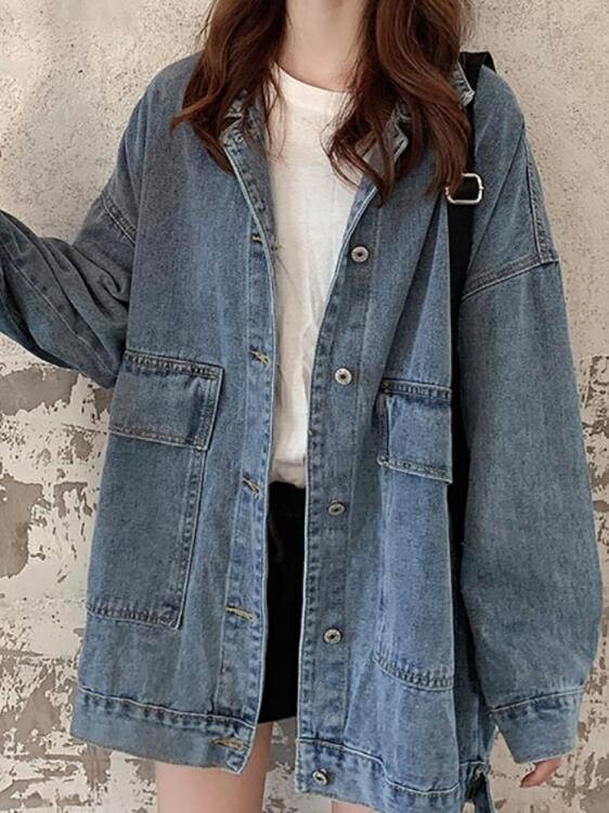 牛仔外套女 牛仔外套女2022年新款春秋季韓版寬鬆休閒夾克百搭長袖上衣潮