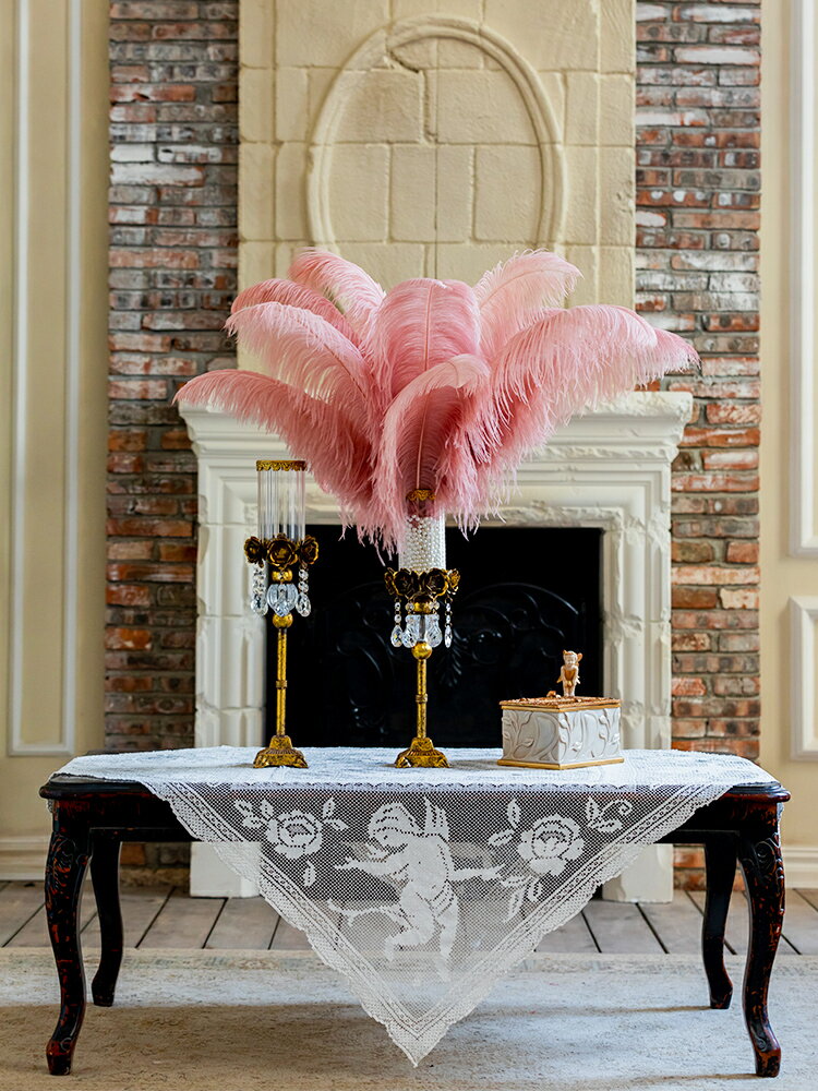 收獲小屋駝鳥毛羽毛裝飾品DIY創意婚禮路引拍攝道具復古粉色INS風