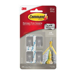 3M無痕金屬小型掛勾(不銹鋼) 17031SS-4ES【九乘九文具】