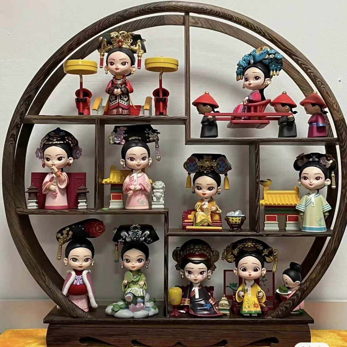 {保固一年 可打統編}甄嬛傳盲盒展示架一二代diy泡泡瑪特收納手辦置物架雞翅木博古架