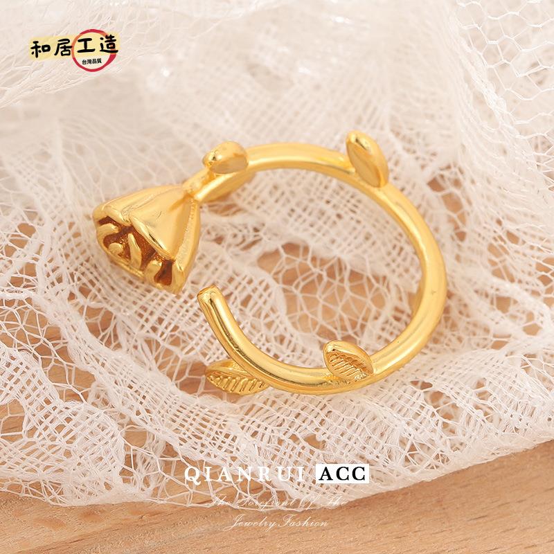 夏季玫瑰花開口戒指立體法式輕奢小眾ins風時尚爆手飾[DD0508003]