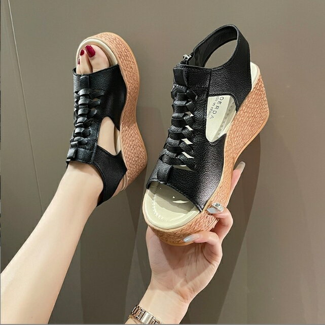 35-43 女鞋 加大尺碼涼鞋 厚底涼鞋 側拉鍊 增高鞋 魚口鞋 厚底涼鞋 厚底鞋 鬆糕鞋 小碼鞋 大碼涼鞋 櫻桃嚴選 2