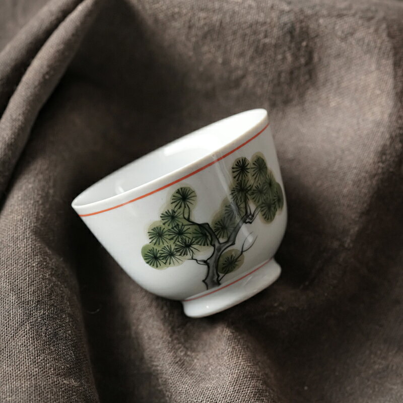 純手繪青松景德鎮陶瓷杯日式建盞主人杯單杯品茗杯功夫茶杯聞香杯