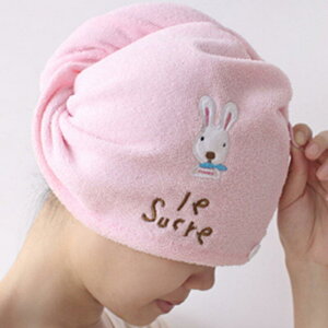 兔子乾髮帽 超強吸水性七倍吸水力浴帽式吸水頭巾長短髮都適用【DF305】 123便利屋