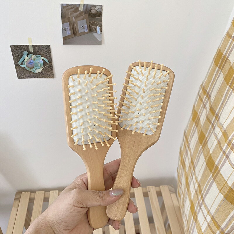 原木梳子女舒適氣墊氣囊梳ins簡約便攜按摩梳防靜電家用宿舍 3