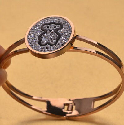 現貨+預購 玫瑰金手環 鑲鑽手鍊-圓框小熊可愛時尚母親節生日情人節禮物女飾品71ap78【獨家進口】【米蘭精品】