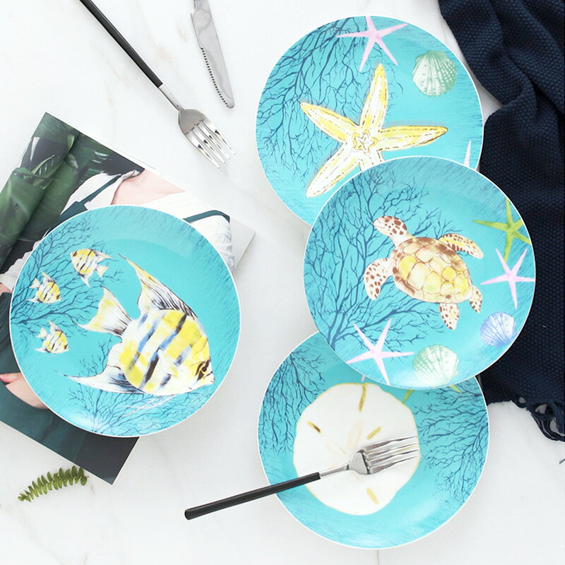 盤子菜盤家用牛排西餐盤子陶瓷餐具可愛兒童創意卡通圓碟子水果盤