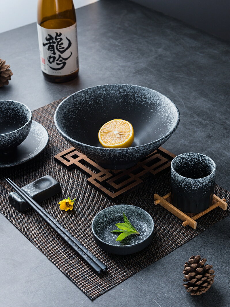 餐具一人食家用日式陶瓷碗筷盤子創意復古碟子吃飯碗盤子碗碟套裝