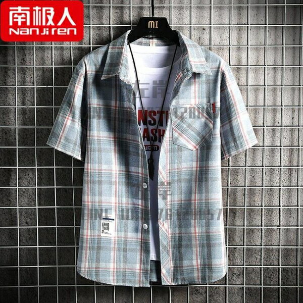 短袖襯衫男士夏季潮流潮牌寬鬆薄款半袖襯衣休閒男裝上衣服【雲木雜貨】