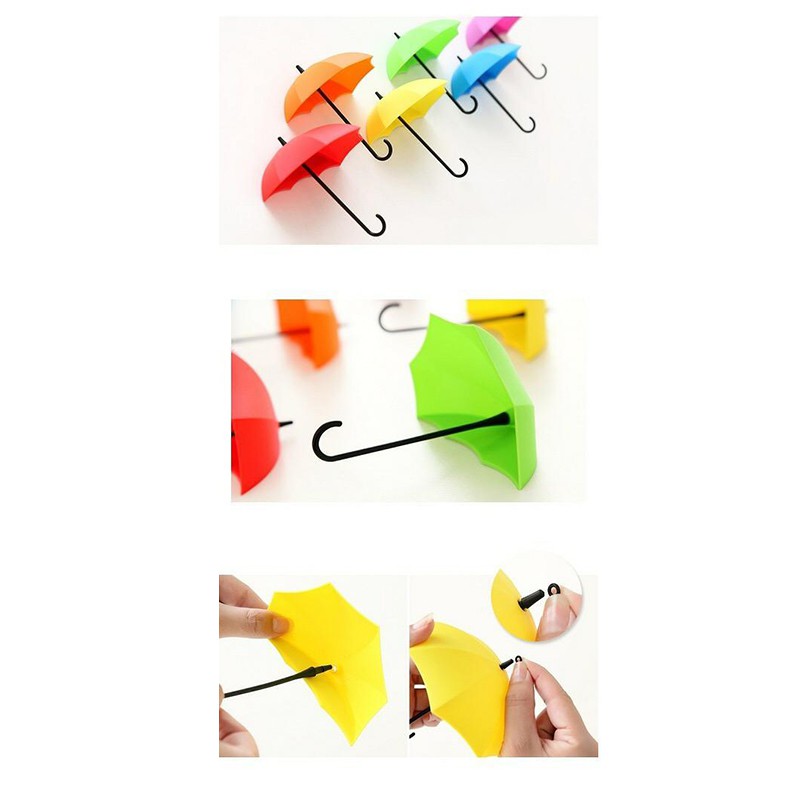 雨傘造型掛勾3入【A010】台灣出貨 居家  掛勾 粘鉤 鑰匙掛勾 造型掛鉤 免鑽孔 置物架 置物盒 牆壁 免釘 3