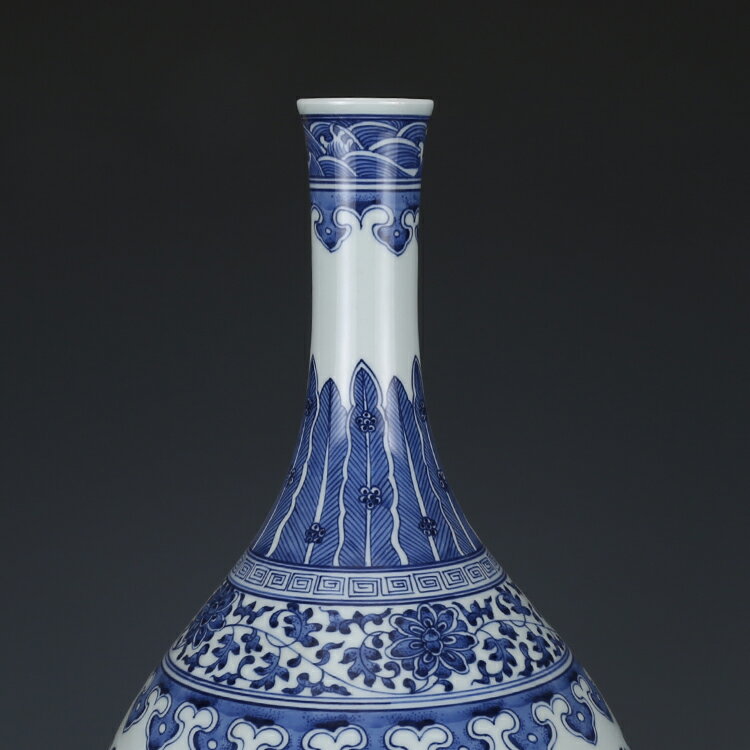 清乾隆青花纏枝紋膽式瓶仿古瓷器古董古玩收藏真品| 協貿國際