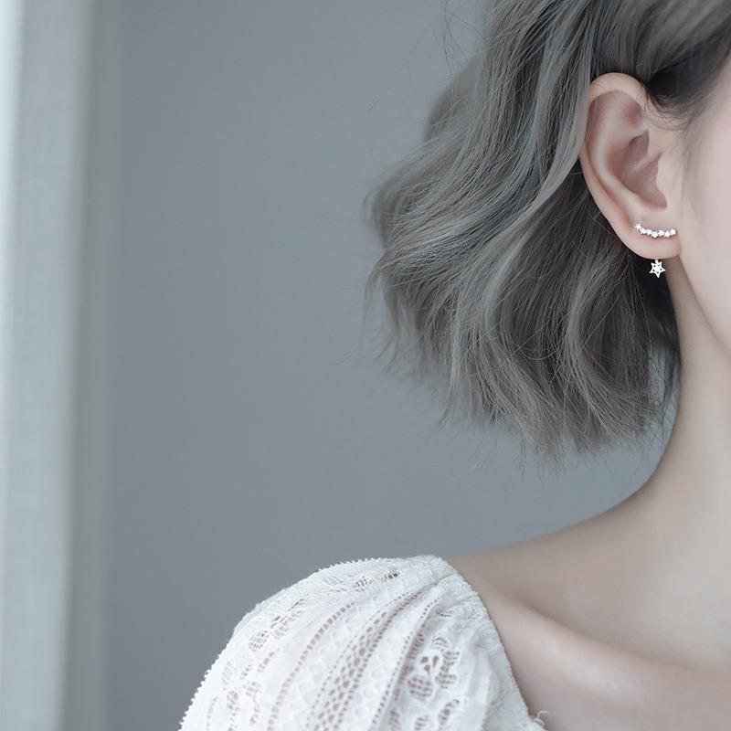 一款兩戴網紅耳環女氣質韓國個性百搭潮人銀高級感耳釘星星小耳墜