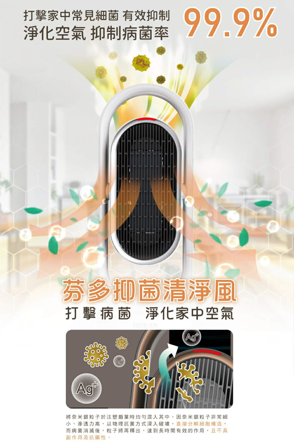 【2024年新款 快速出貨】HERAN 禾聯 HPH-13DH310 冷暖 3D 擺頭 抑菌陶瓷式電暖器 4