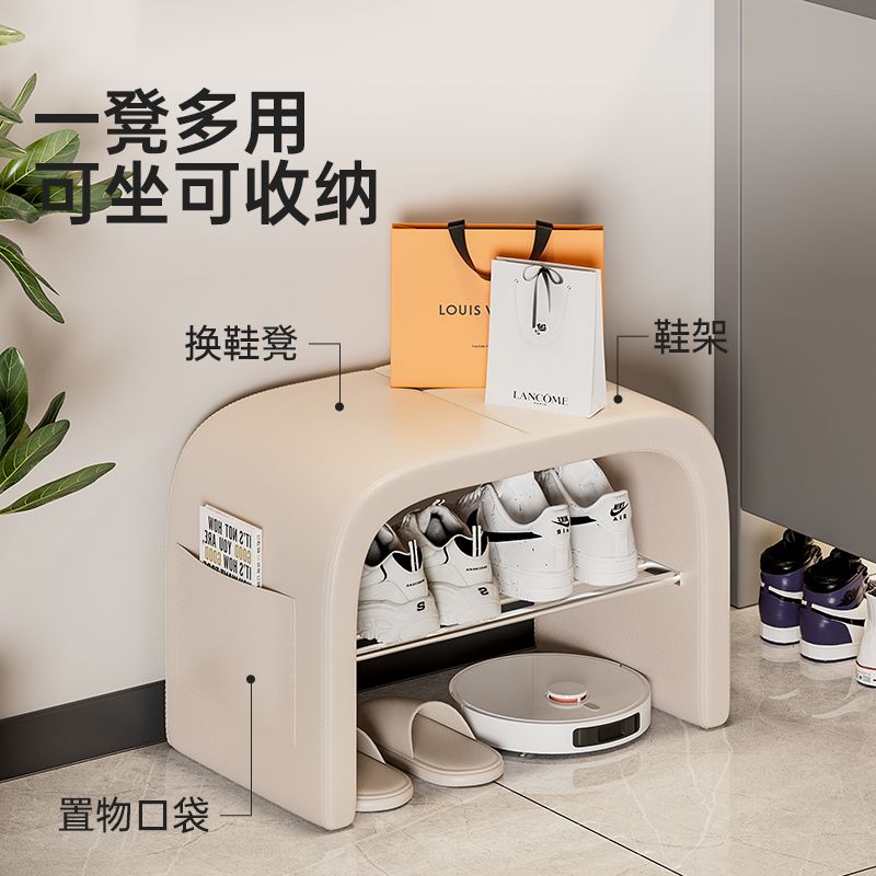 換鞋凳門口家用輕奢高階感入戶穿鞋凳可坐可收納玄關鞋櫃坐凳一體