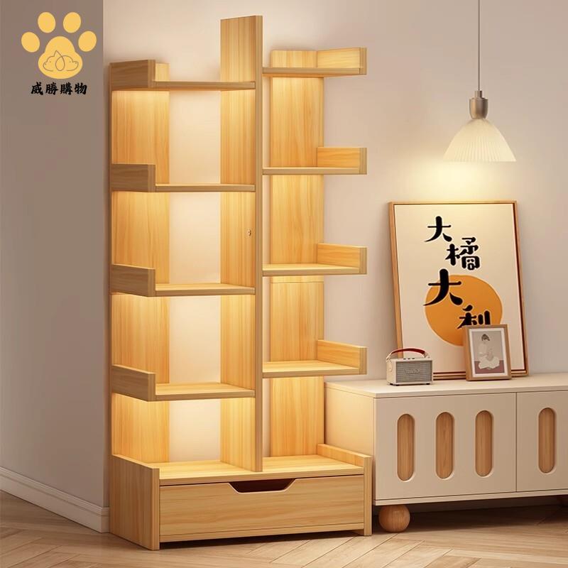 簡易書架 落地置物架 客廳一體靠墻櫃子 儲物櫃 家用收納架 辦公室書櫃Y9/12