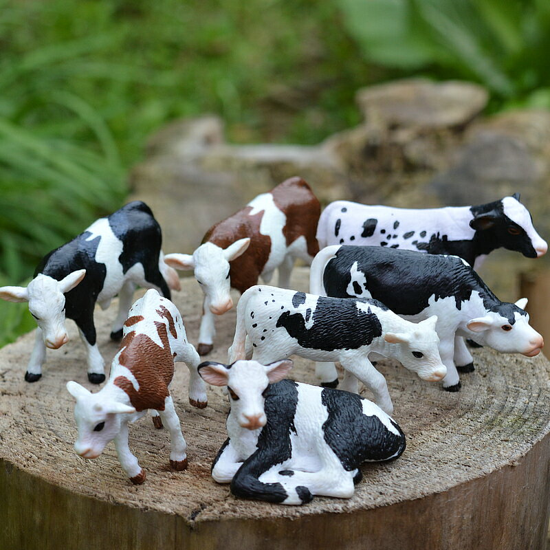 仿真動物模型實心小奶牛農場家禽牛牧場兒童玩具微景觀擺件環保