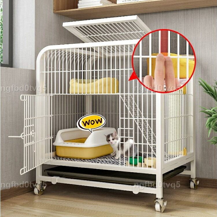 開立發票 免運 貓籠 貓屋 貓籠子 方管豪華閣樓式貓籠 貓窩 貓別墅 貓櫃 貓舍 家用室內 兩層別墅 廁所貓砂盆一體 不占地 5