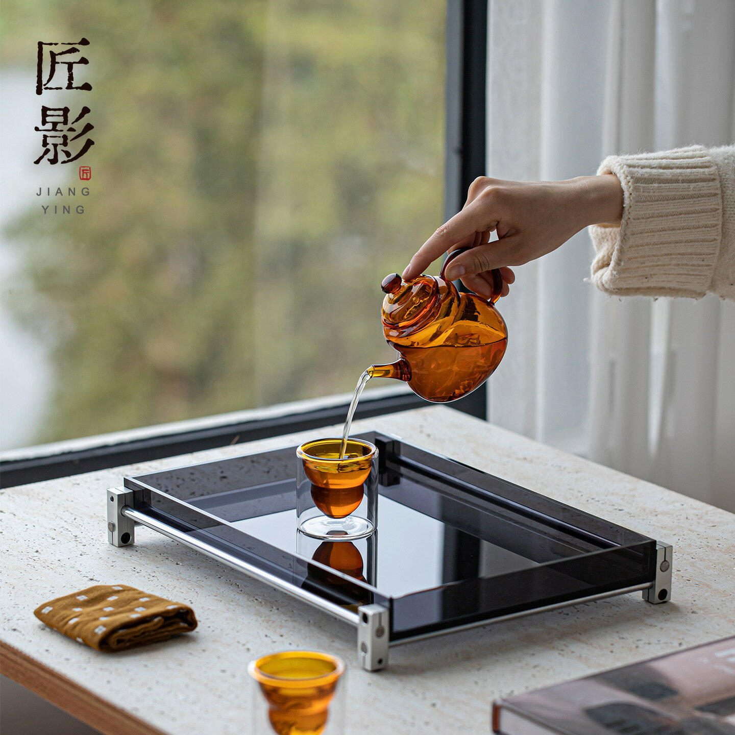匠影輕奢ins創意亞克力託盤飯店高檔餐盤樣板間茶盤茶室收納盤子