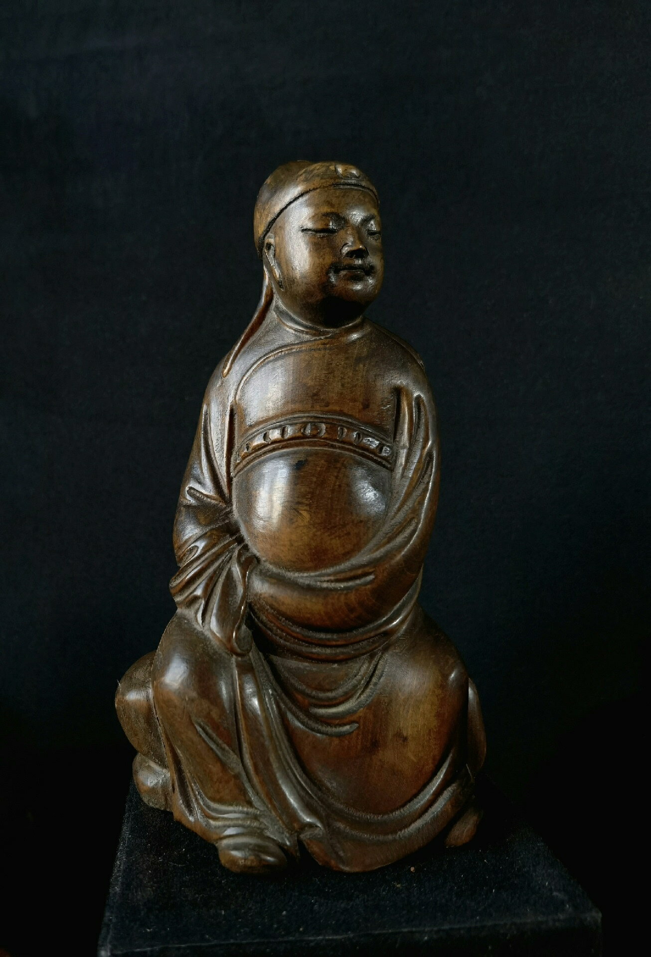 老黃楊木雕人物擺飾～文昌帝君，高15直徑9釐米，重約246克
