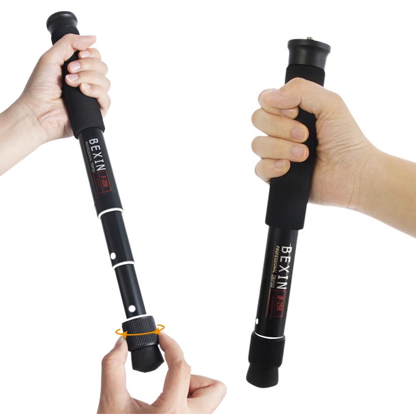 【中壢-水世界】BEXIN【P-256A 鋁合金 迷你單腳架】多功能 自拍桿 中柱延長桿 偏芯管拉伸 高122cm【中壢-水世界】