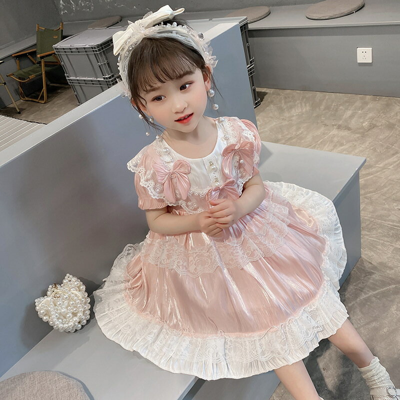 士小熊女童洛麗塔連衣裙2022夏季新款韓版洋氣寶寶禮服裙公主裙子