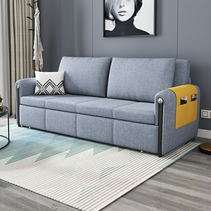 北歐多功能可折疊實木布藝沙發床客廳小戶型經濟型雙人單人兩用