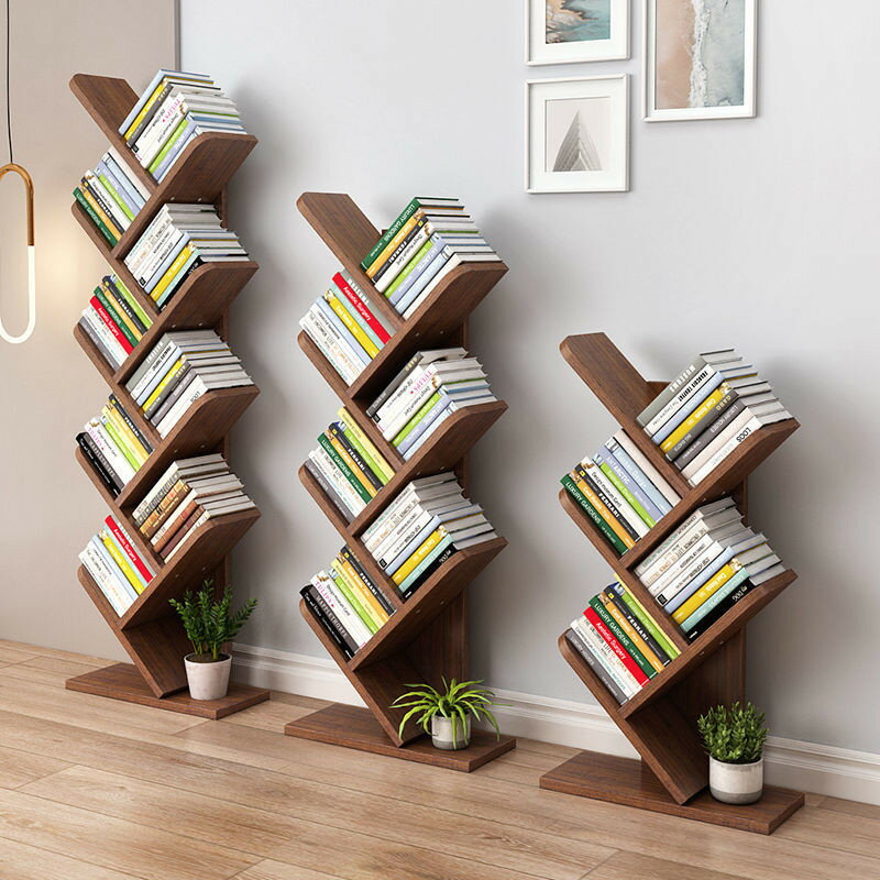 樹形書架落地簡易兒童傢用省空間學生創意簡約臥室收納置物小書櫃