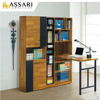 奧蘿拉雙色開放書櫃+側桌(寬90x深30x高182cm)/ASSARI