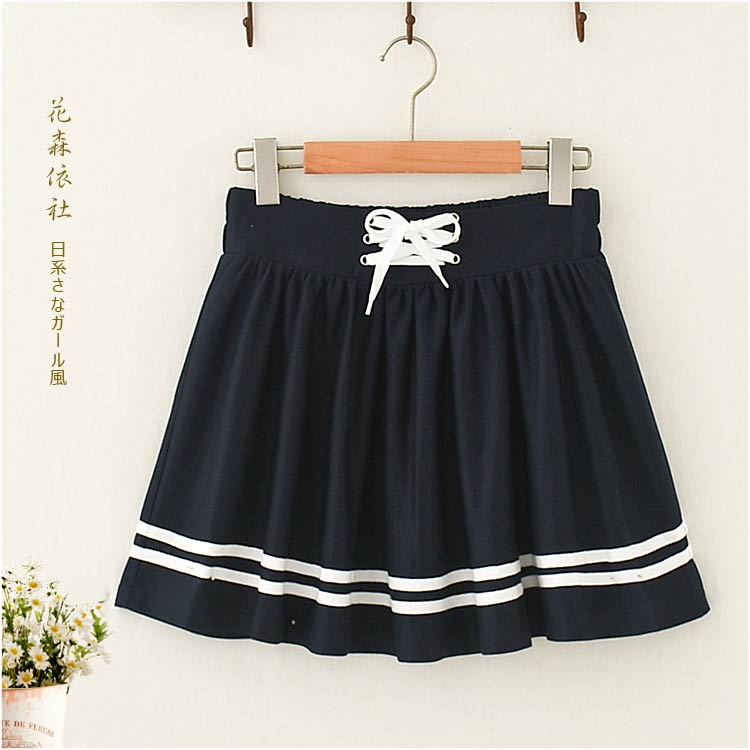 初高中生秋裝海軍風半身裙高腰顯瘦裙子學生少女軟萌妹水手服短裙