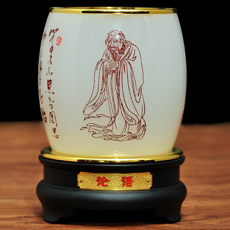 琉璃玉筆筒收納擺件送長輩客戶節日實用禮品老闆書房辦公桌用品