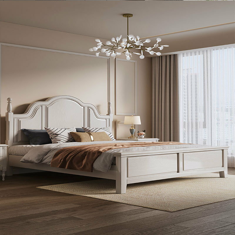 優樂悅~現代輕奢實木床法式1.8米主臥婚床白色復古奶油風儲物雙人床