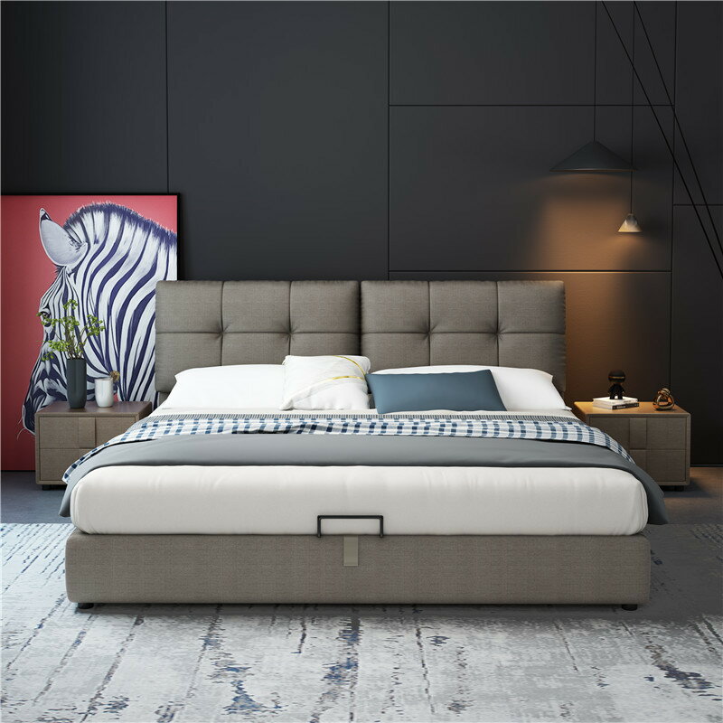 輕奢布藝床北歐科技布床婚床簡約現代雙人床主臥軟包床ins網紅床