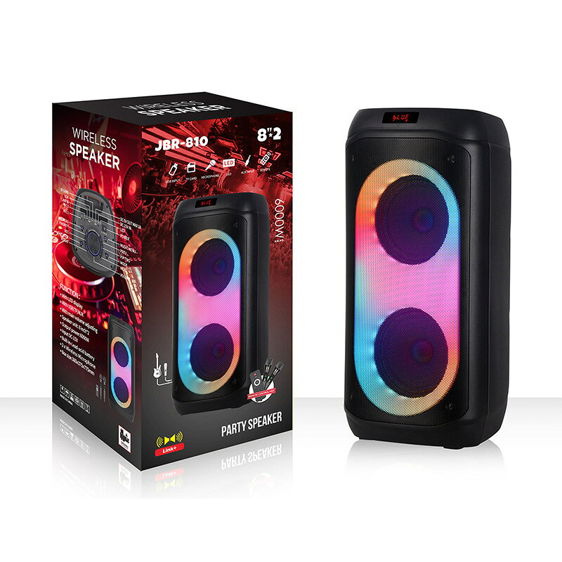 源頭廠家招代理 JBR-810雙8寸TWS藍牙音響火焰燈派對戶外無線音箱【宜家良品百貨】