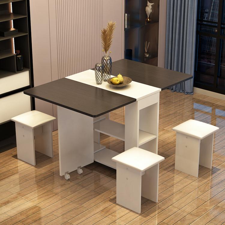 家用折疊餐桌可移動伸縮長方形簡易小戶型多功能桌椅組合吃飯桌子「店長推薦」