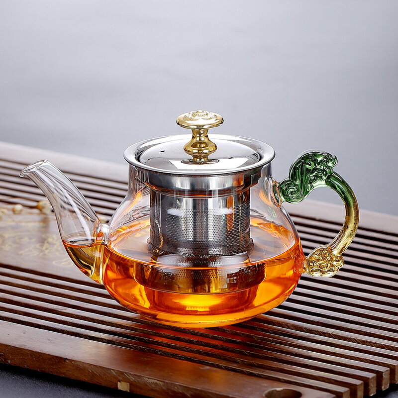 玻璃泡茶壺不銹鋼過濾煮茶器加厚耐高溫家用燒水單壺紅茶功夫茶具