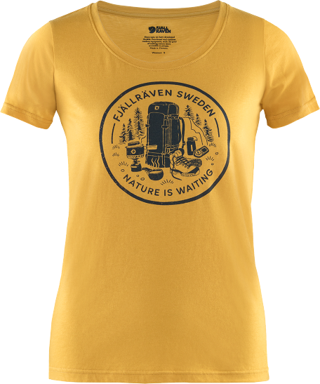 ├登山樂┤瑞典Fjallraven Fikapaus T-shirt W T-shirt 有機棉T-女 赭黃# F83512-160