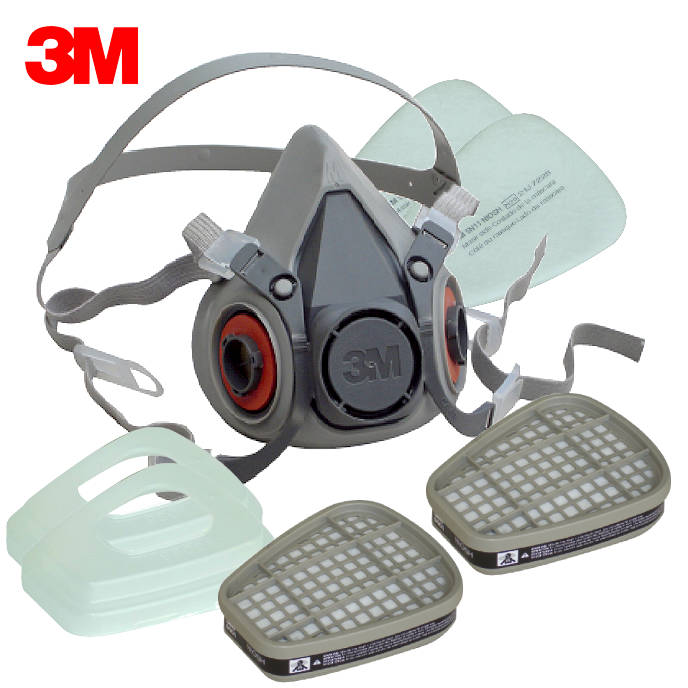 3M 6200 防毒口罩、面具 (全配7件組)  半罩式，雙罐式，內容有：6200面罩主體x1、6001濾毒罐x2、5N11濾棉x2、501濾蓋x2  防災 防疫 個人防護 工安防護 公司貨【APP滿額下單10%點數(單一帳號最高5000點)】2/28止 1