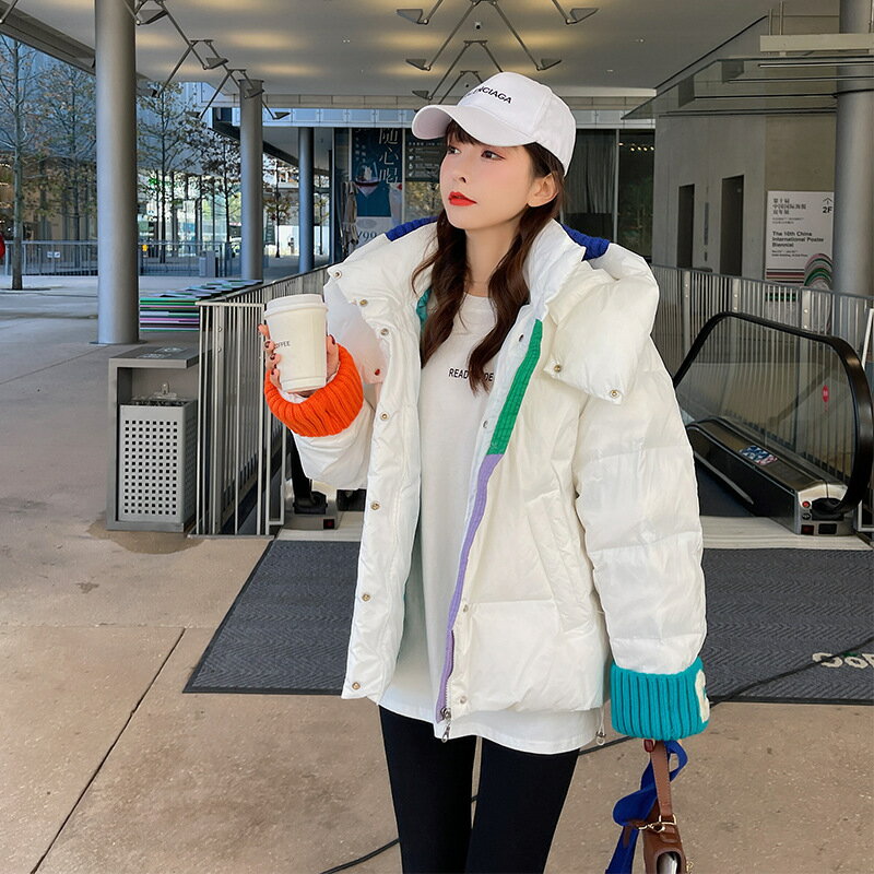 真 羽絨90%白鴨絨 羽絨外套鴨絨大衣-短款時尚連帽素面女外套3色 v1an46【巴黎精品】