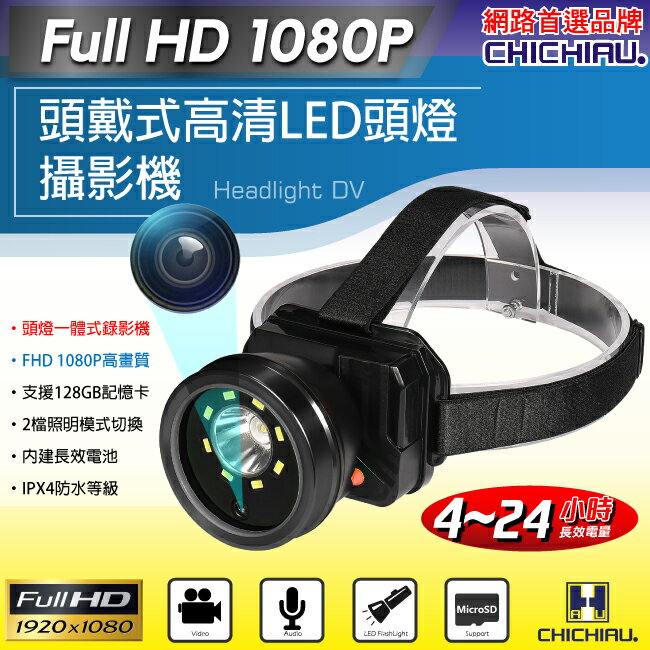 【CHICHIAU】Full HD 1080P 工程級頭戴式高清LED頭燈攝影機L6