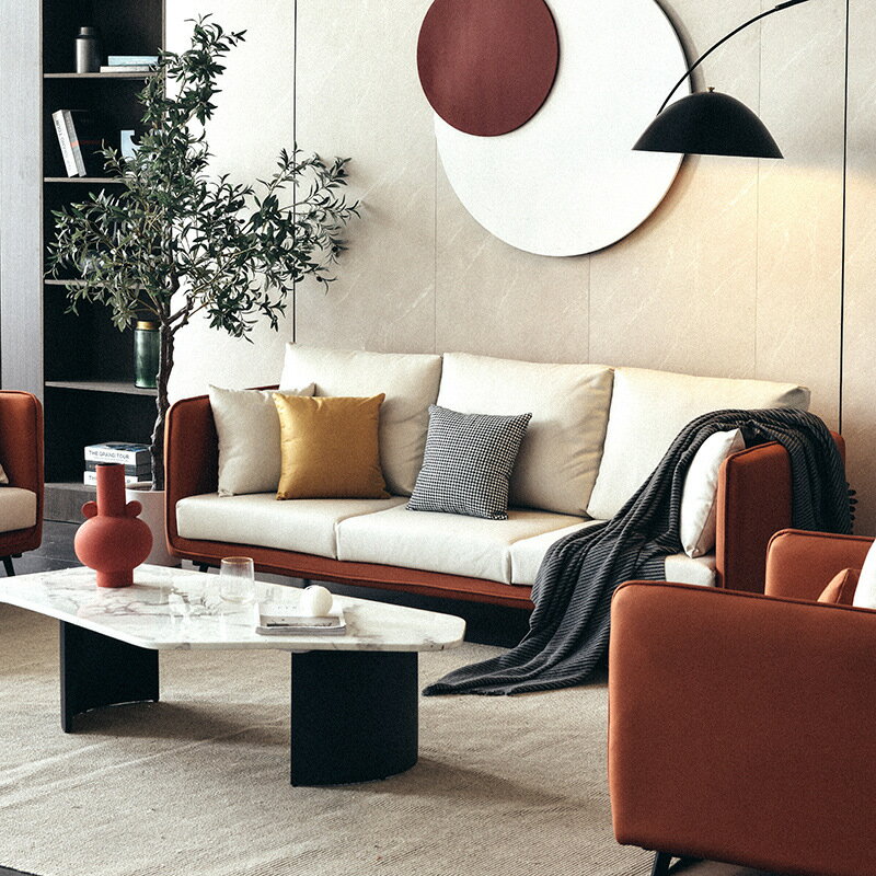 沙發 懶人沙發 意式極簡布藝沙發北歐簡約小戶型客廳現代組合輕奢免洗科技布沙發