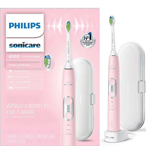 Philips【美國代購】飛利浦 電動牙刷Sonicare ProtectiveClean 6100 HX6876/21 - 粉色