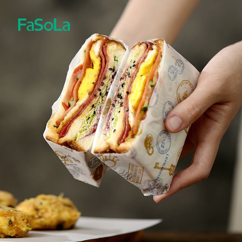 三明治包裝紙可微波加熱早餐卷餅漢堡袋飯團紙一次性可切烘焙油紙