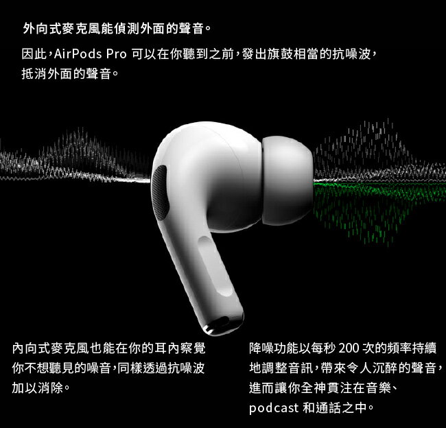 【公司貨-送充電短線】蘋果 Apple AirPods Pro 無線藍牙耳機 無線 藍牙 Siri 音樂自動播放 主動式降噪 H1晶片 3