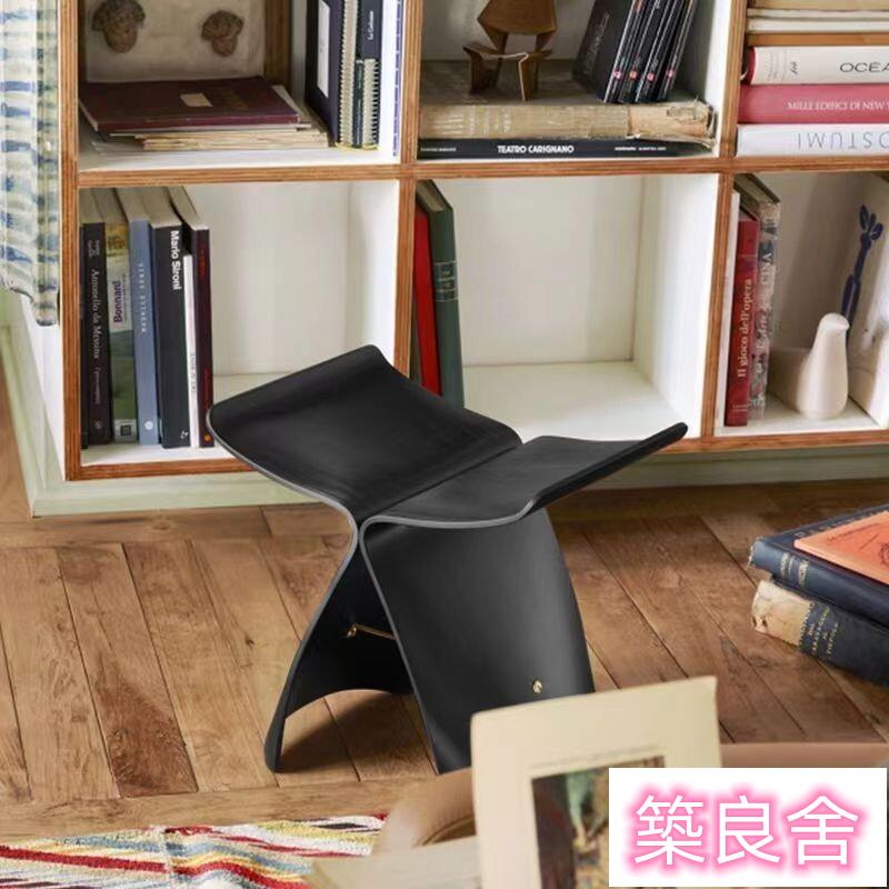 【附發票】新品免運 實木蝴蝶凳 創意傢用凳子 簡約曲木矮凳 北歐原木椅子 換鞋凳 擱腳凳