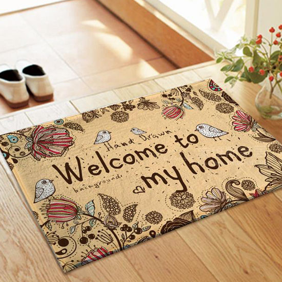 手繪風小鳥圖案地墊(短) 門墊 腳墊 地毯 玄關 浴室 廚房 臥室 客廳 防滑【V013】MY COLOR